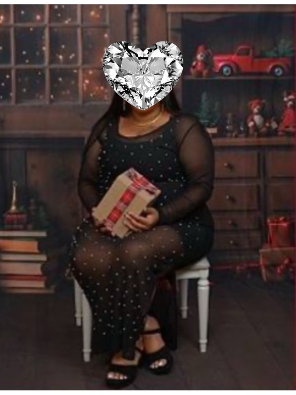 Black Mesh Pearl dress.